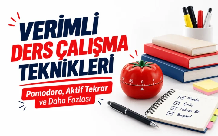 Verimli Ders Çalışma Teknikleri: Pomodoro, Aktif Tekrar ve Daha Fazlası
